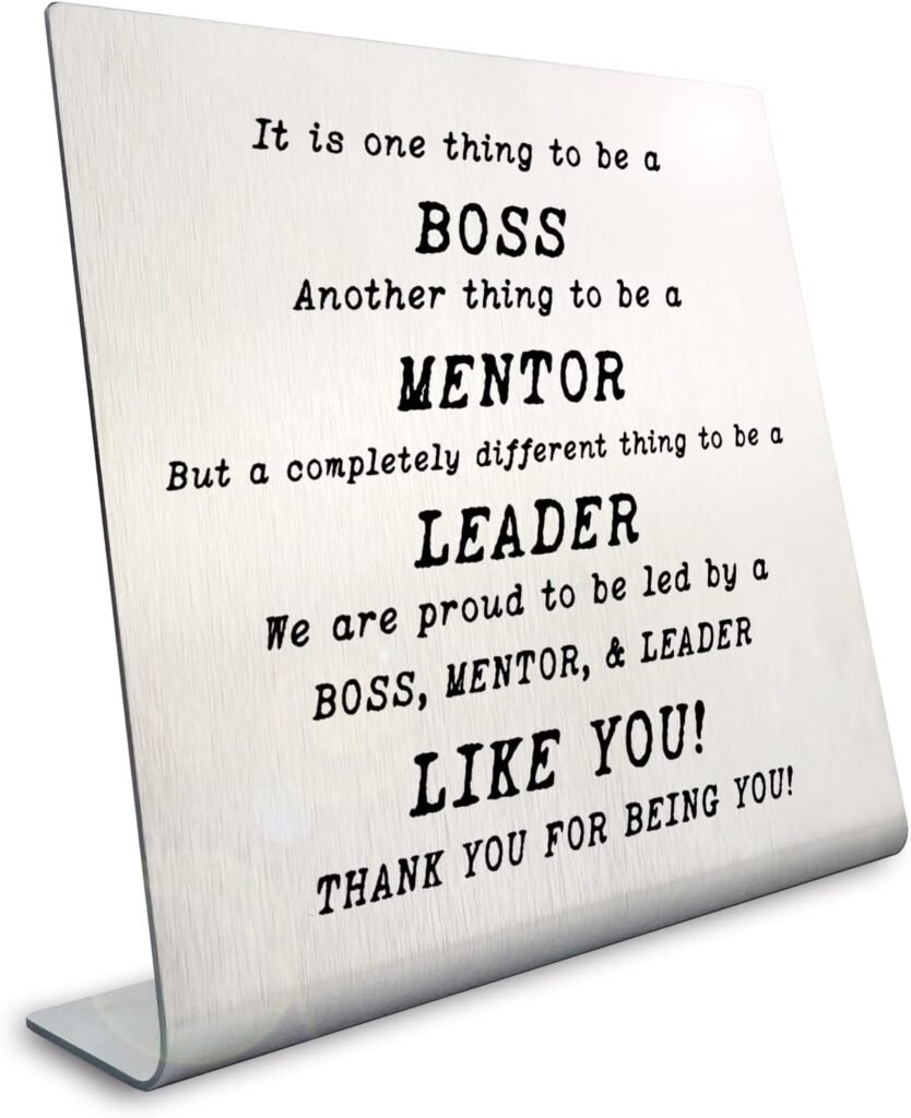 Boss Gifts for Men, Women, Going Away Gifts for Boss, Boss Appreciation Gifts from Employee, Thank You Gift for Boss, Boss Lady, Mentor, Leader, Inspirational Office Decor Plaque DS-2