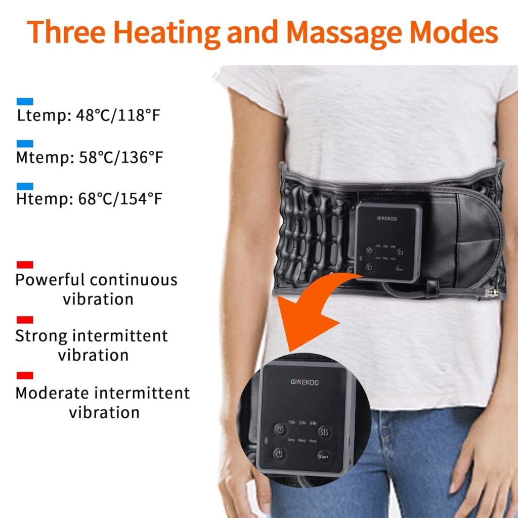 Decompression Back Belt with Heating and Vibration, Inflatable Lumbar Traction Belt for Back Pain Relief with 4000mAh Rechargeable Battery, Size Fits 29-49 Waist, Black