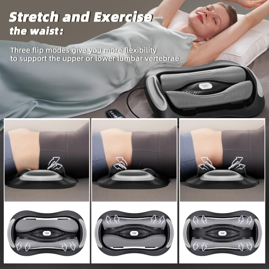 Electric Lumbar Traction Device, Back Traction Device with Dynamic Stretching, 3 Level Adjustable Hot Therapy and Vibration Massage, Stretching the Lumbar Spine and Relieving Lower Back Pain