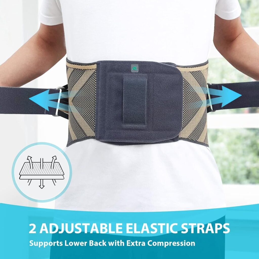 KD Back Brace: Ergonomic Back Support Belt Relief for Herniated Disc, Sciatica, Scoliosis - Back Brace for Men and Women Lower Back Pain - Lumbar Support with 26-degree Arc