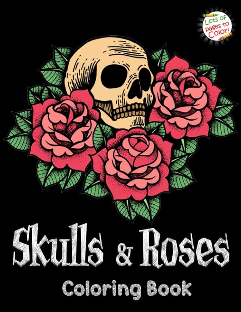 Skulls  Roses - Relaxing Coloring Book: Day of The Dead Sugar Skulls With Anti Stress Flowers  Floral Designs     Paperback – June 14, 2019