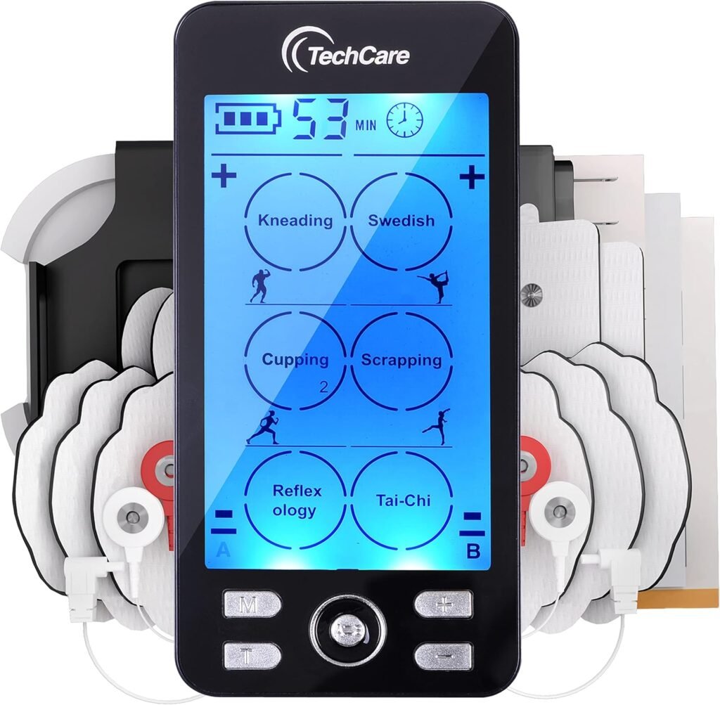 Tens Unit Plus 24 Rechargeable Electronic Pulse Massager Machine Multi Mode Device with All Accessories [New Model]