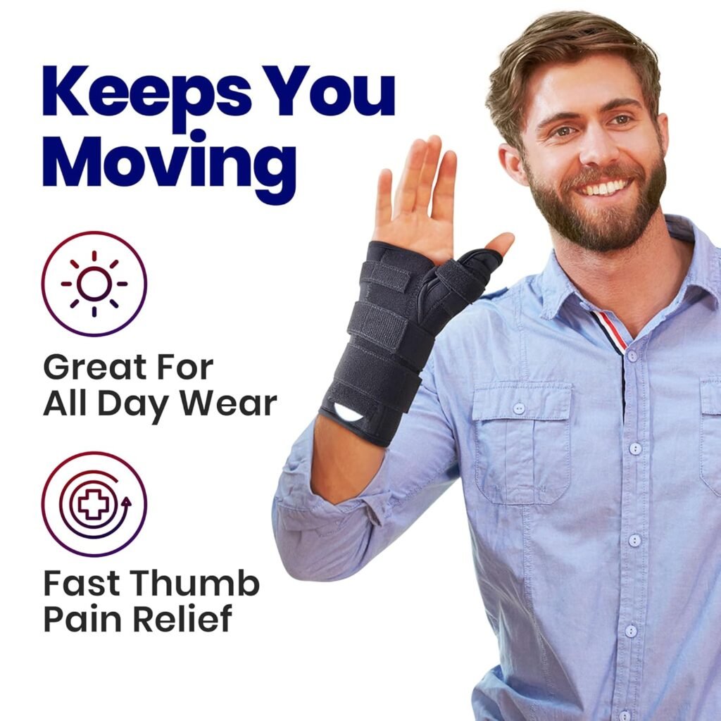 Thumb Spica Splint  Wrist Brace | Both a Wrist Splint and Thumb Splint to Support Sprains, Tendinosis, De Quervains Tenosynovitis, Fractures | Trigger Thumb Brace for Carpal Tunnel (Left L)