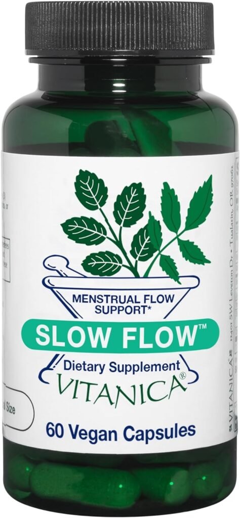 Vitanica Slow Flow, Menstrual Flow Support, Vegan, 60 Capsules (Slow Flow Pro Logo)