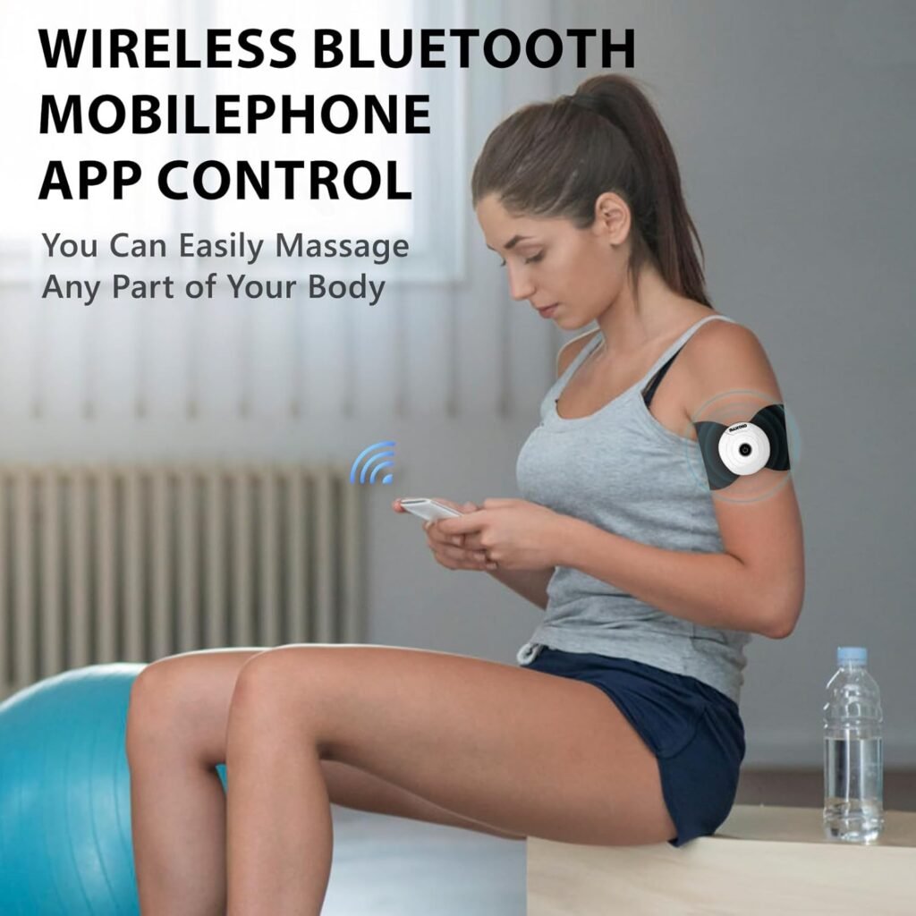 Wireless TENS  EMS Unit Back Pain Relief Massager - APP Controlled Bluetooth EMS Muscle Stimulator Machine for Back Shoulder Leg Neck Pain Relief