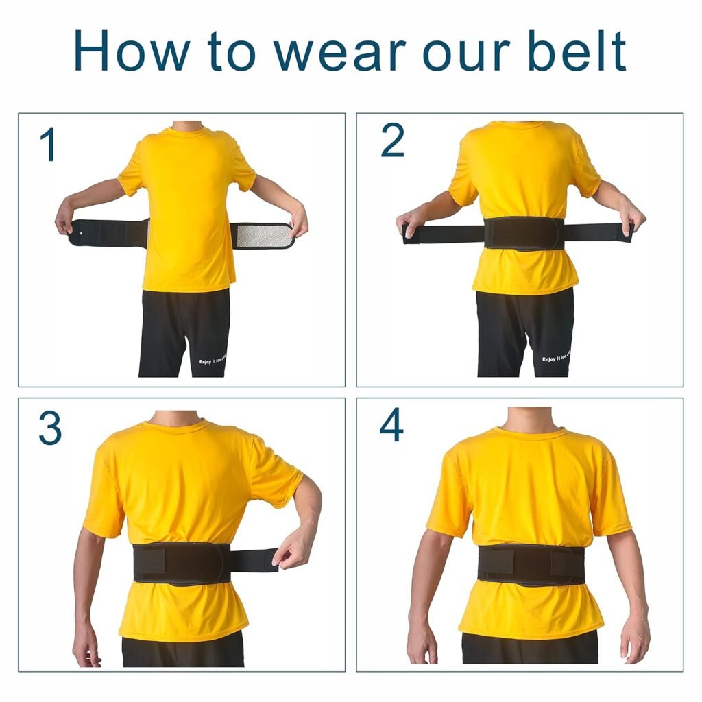 Back Brace Suitable for Back Pain Relief, Chronic Pain, Sciatica, Herniated Disc, Self Heating Magnetic Therapy, Dual Adjustable Design Belt, Fit Men and Women (Large)