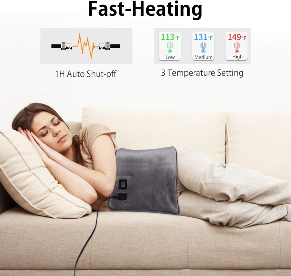 Electric Heating Pad for Back Pain, Heating Pads with Innovative Graphene Heating Films, for Lower Back, Menstrual, Cramps, Pain Relief - Large size 12*24inches