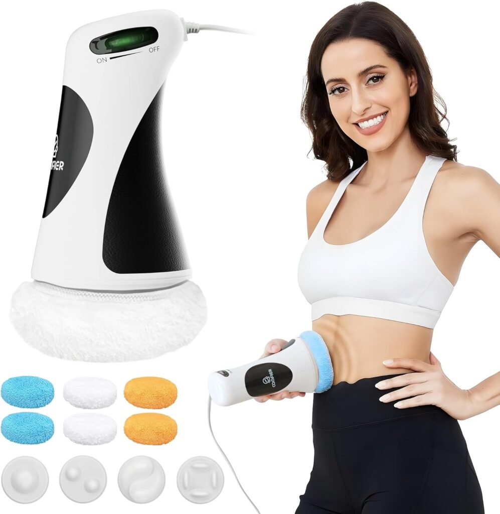 COMFIER Cellulite Massager Remover, Body Shaping Machine Massager with 5 Massage Heads  6 Washable Pads, Cavitation Machine for Body Fat Removal for Belly Butt Arms Legs