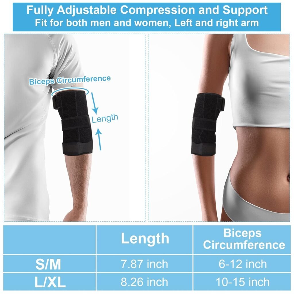 Elbow Splint Tendonitis Elbow Brace, Cubital Tunnel Syndrome Brace with 4 Removable Metal Spring Splints for Sleeping, Elbow Immobilizer for Ulnar Nerve Entrapment， Golfers Elbow (S/M)