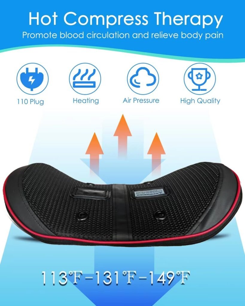 Lumbar Massager Back Stretcher Device with Heat Function  Adjustable Intensity Electric Lumbar Traction Device for Whole Body Ideal Gifts (Black)