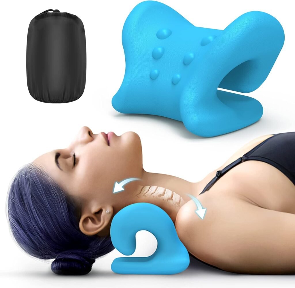 Odorless Neck Stretcher for Neck Pain Relief, Ergonomic Neck Cloud Cervical Traction Device Chiropractic Pillow for Spine Alignment, Neck and Shoulder Relaxer for TMJ Headache Muscle Tension