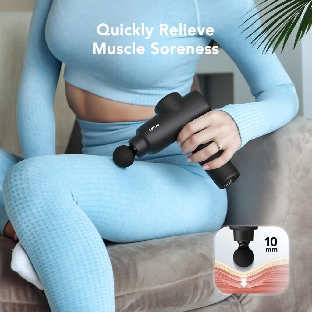 opove Massage Gun Percussion Massager for Chronic Back Pain Relief, Handheld Portable Lightweight Muscle Fascia Gun Active Recovery Women Present, Super Quiet, M3 Black