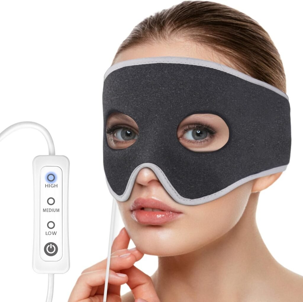 Sinus Relief Mask Moist Heat Face Heating Pad for Sinus Pressure, Nasal Congestion, Sinusitis, Allergies, Stress, 3 Heat Settings, Warm Compress Therapy, Washable (Non-Rechargeable)