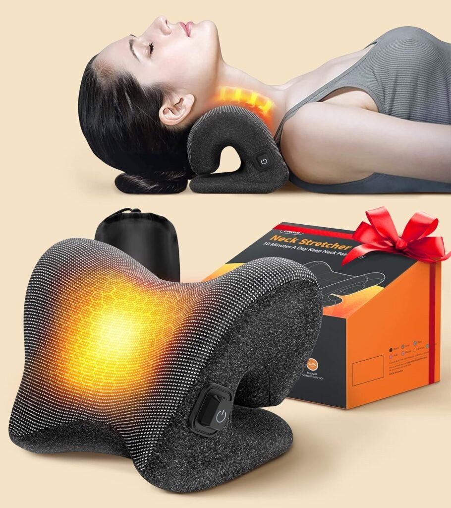 3S Heated Neck Stretcher for 9X Pain Relief, 3X Larger Graphene Heating Area w/Magnetic Therapy Case, Cervical Traction Device Pillow, Neck and Shoulder Relaxer Support for TMJ Spine Alignment