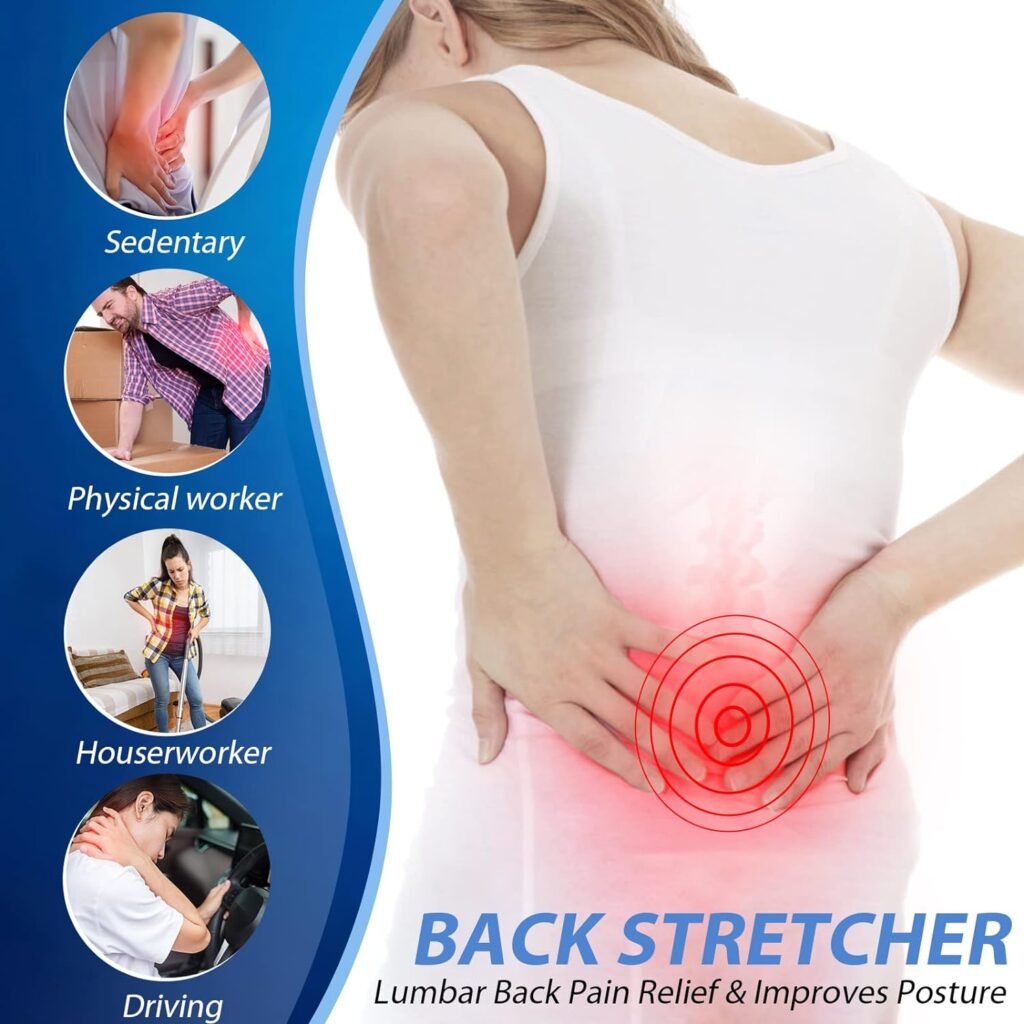 Back Stretcher for Lower Back Pain Relief, 3 Level Adjustable Lumbar Back Cracker Board, Back Cracking Device, Back Massager for Scoliosis, Spine Decompression