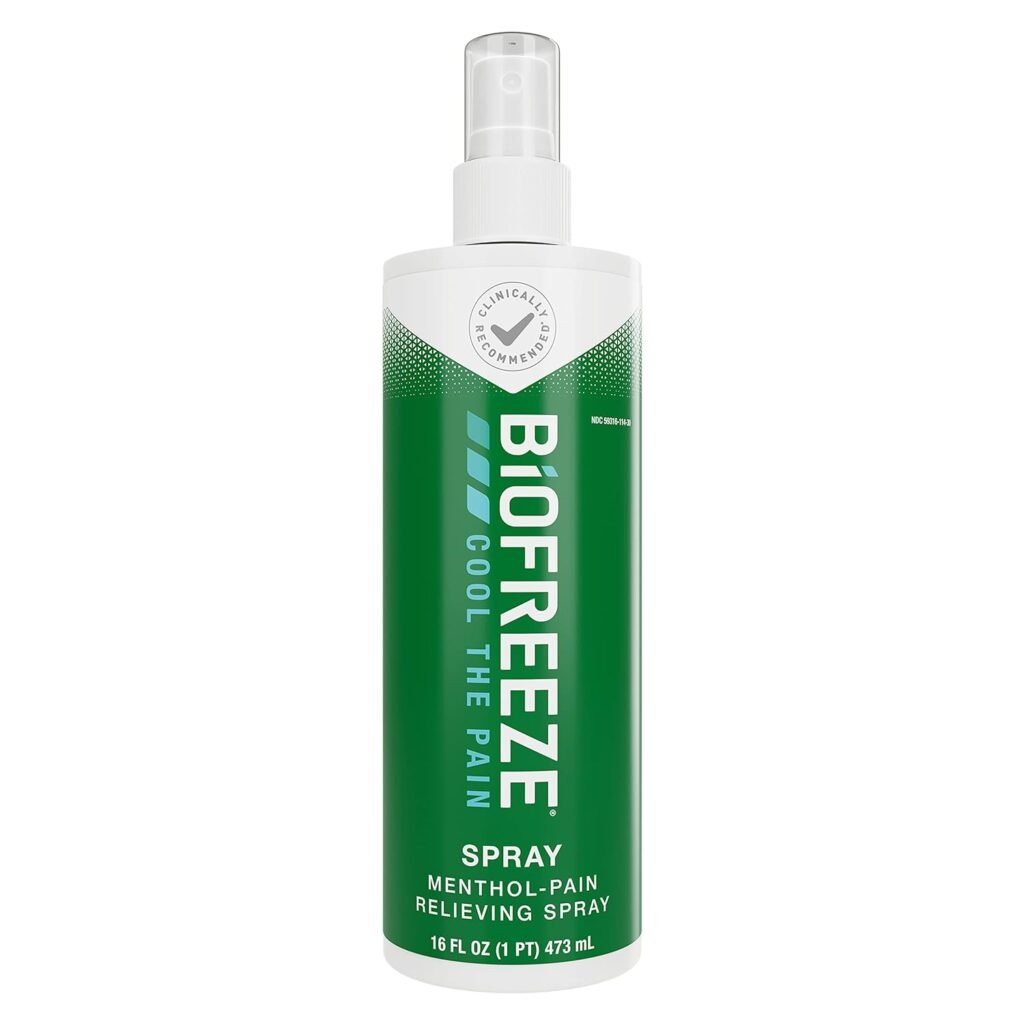 Biofreeze Menthol Pain Relieving Spray 16 FL OZ Colorless Spray For Pain Relief Associated With Sore Muscles, Arthritis, Simple Backaches, And Joint Pain (Packaging May Vary)