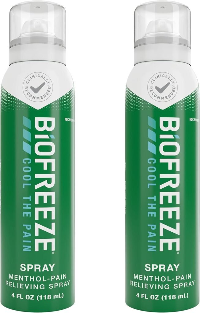 Biofreeze Pain Relief Spray, Arthritis Pain Reliever, Knee  Lower Back Pain Relief, Sore Muscle Relief, Neck Pain Relief, FSA Eligible, 2 Pack (4 FL OZ Biofreeze Menthol Spray)