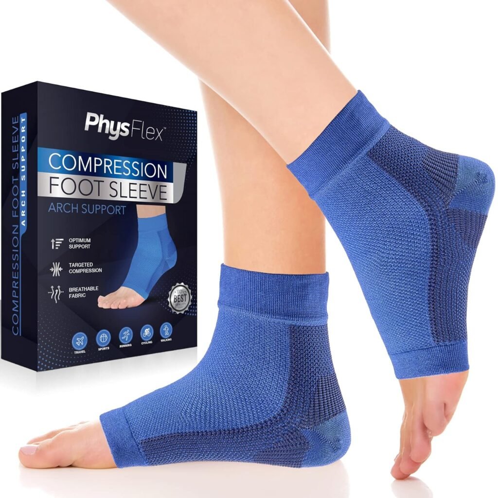 Compression Socks for Plantar Fasciitis, Achilles Tendonitis Relief - (1 Pair) Ankle Compression Sleeve for Heel Spurs, Foot Swelling  Fatigue - Arch Support Brace for Everyday Use