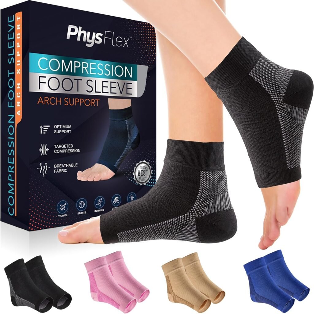 Compression Socks for Plantar Fasciitis, Achilles Tendonitis Relief - (1 Pair) Ankle Compression Sleeve for Heel Spurs, Foot Swelling  Fatigue - Arch Support Brace for Everyday Use