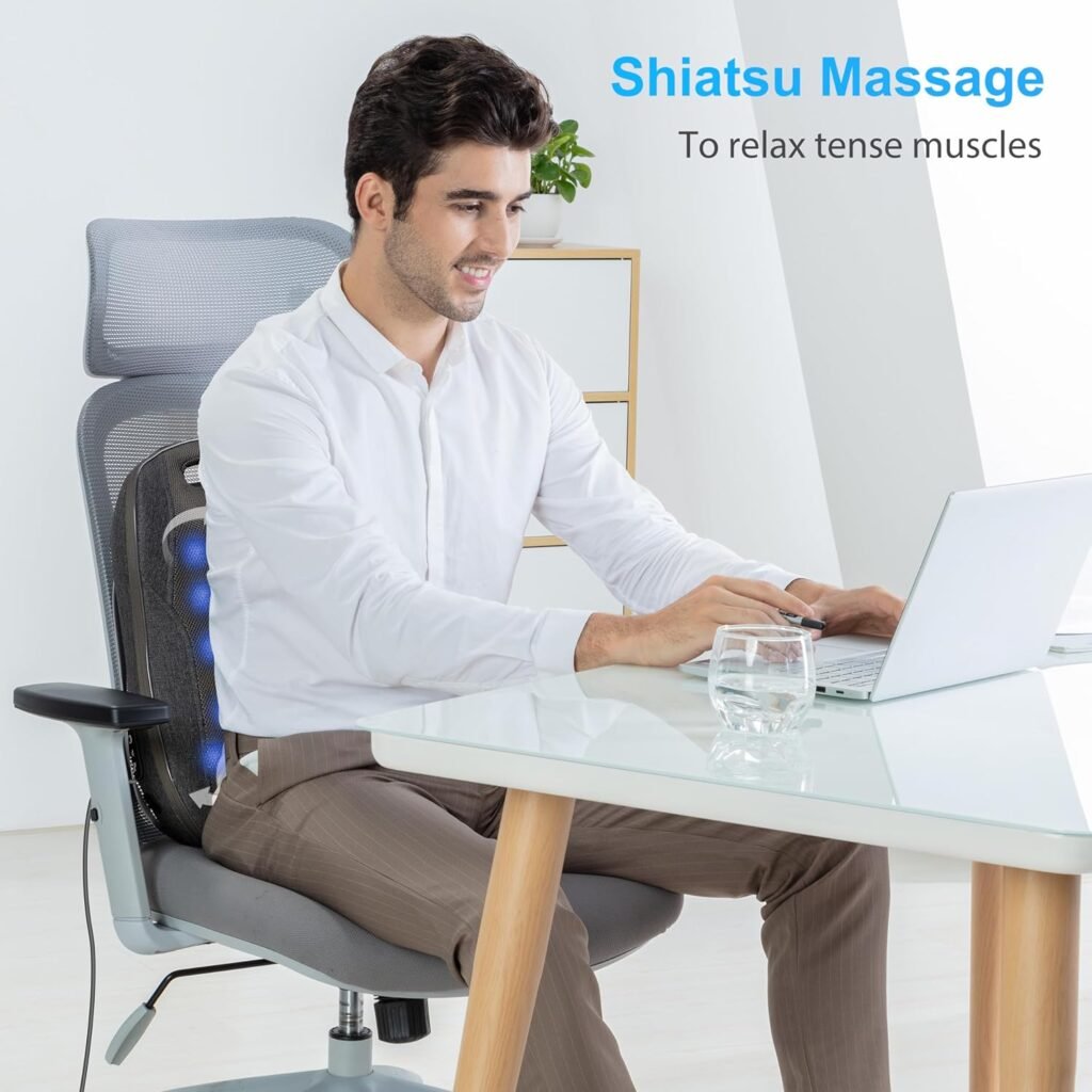 CooCoCo 14×19 Shiatsu Back Massager with Heat, Christmas Gifts for Men Husband, Portable Massage Chair Pad, Kneading Massage Mat for Pain Relief, Chair Massager for Office Home