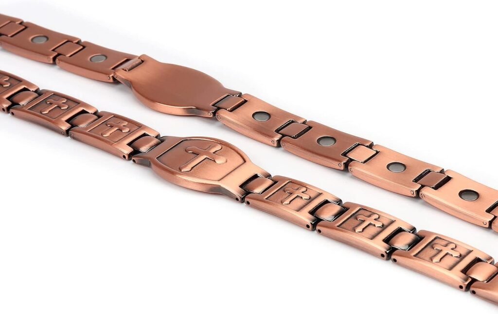 Copper Bracelet for Men Christianity Cross Adjustable Bracelet Mens Magnetic Bracelet