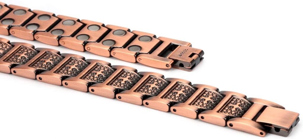 Copper Bracelet for Men Pure Copper Cross Christian Magnetic Adjustable Bracelet