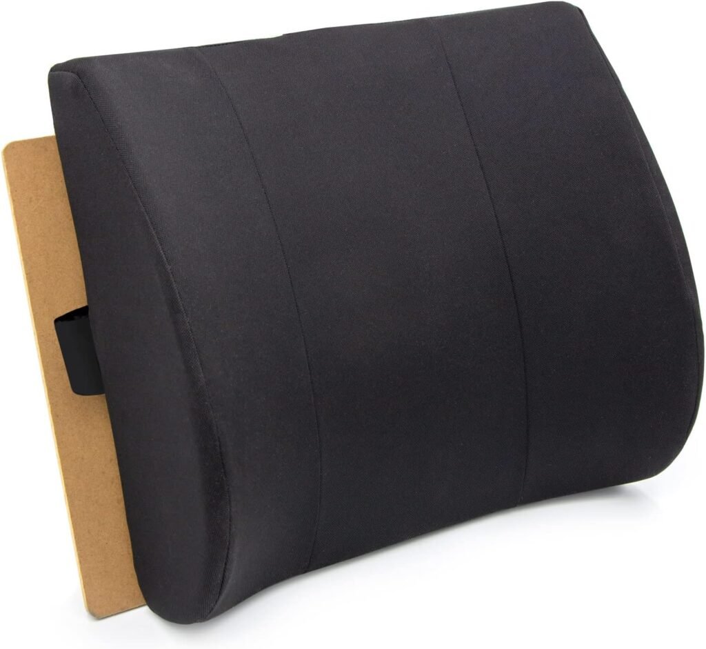 DMI Lumbar Support Pillow for Chair to Assist with Back Support with Removable Cover and Firm Insert to Ease Lower Back Pain 14 x 13 x 5,Contoured Foam,Elite,Black (Pack of 12)