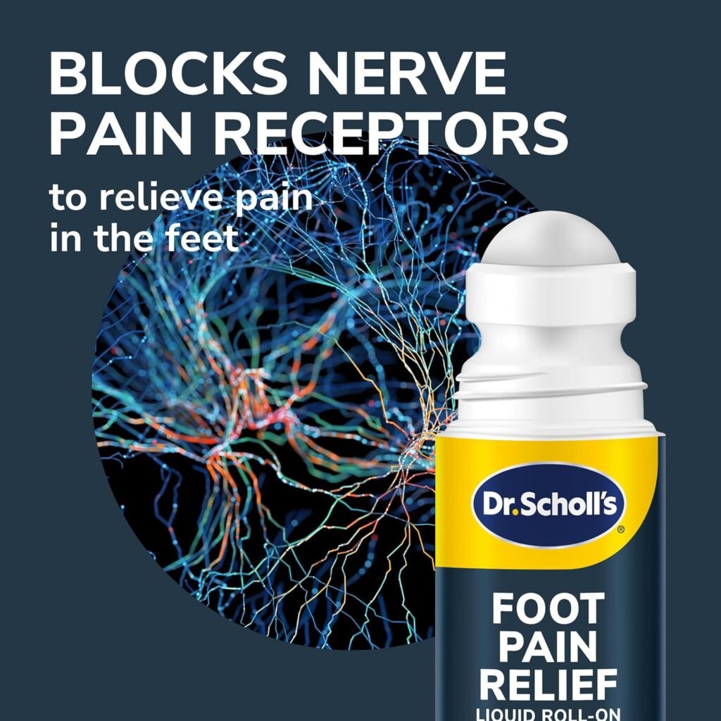 Dr. Scholls Foot Pain Relief Liquid ROLL-ON, 3.0 oz // Clinically Tested 12-Hour Pain Relief - Penetrates Tough Nerve Pain - Works in 5 Minutes - Non-Greasy - with Lidocaine  Menthol