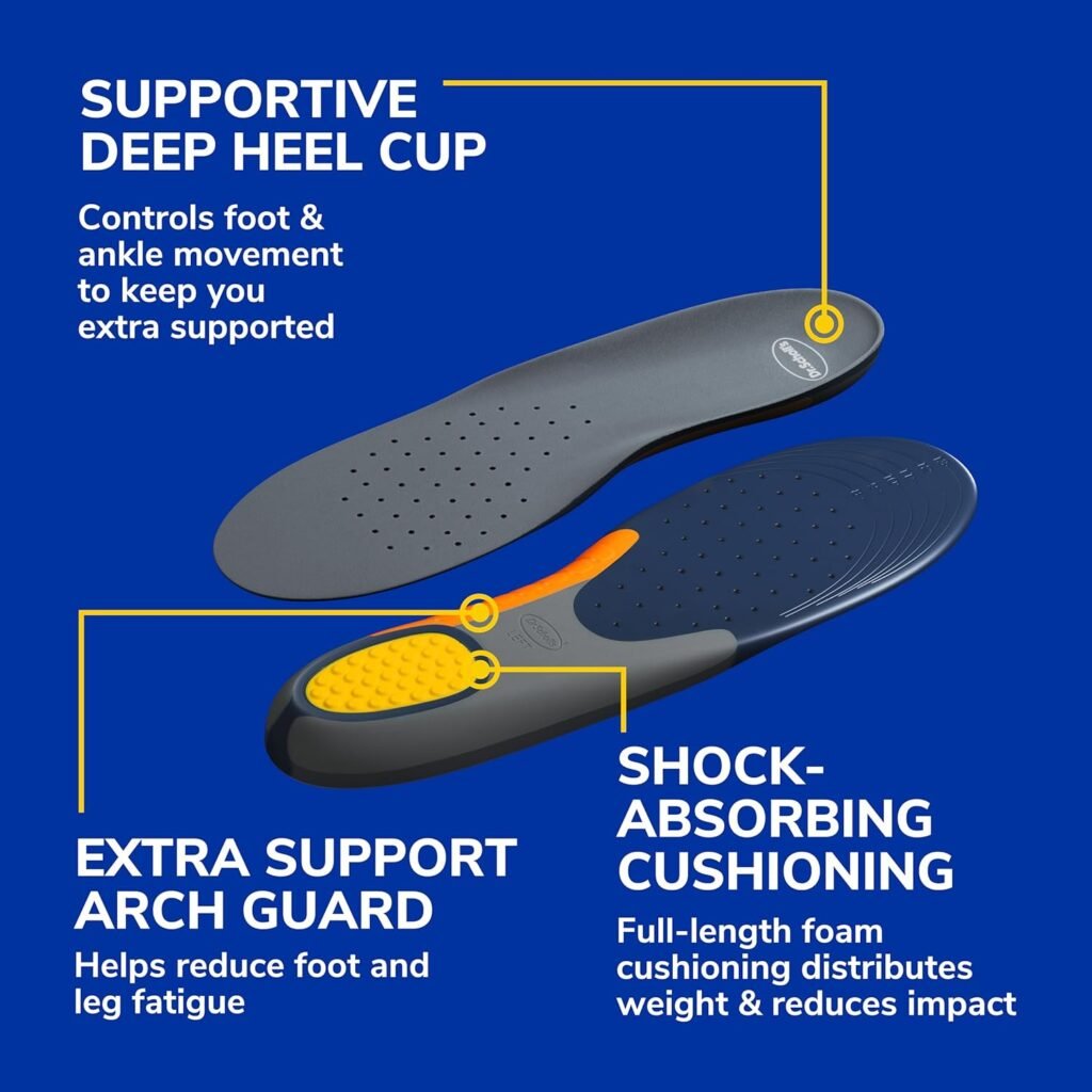 Dr. Scholls Heavy Duty Support Insole Orthotics, Big  Tall, 200lbs+, Wide Feet, Shock Absorbing, Arch Support, Distributes Pressure, Trim to Fit Inserts, Work Boots  Shoes, Men Size 8-14, 1 Pair