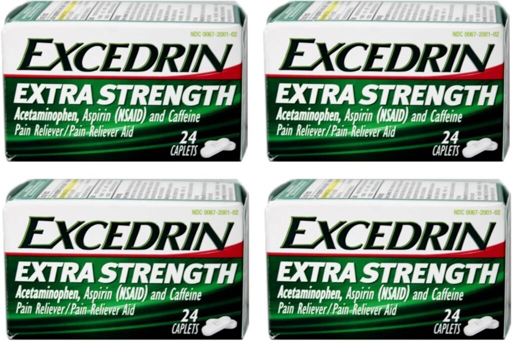 Excedrin Extra Strength, Acetaminophen, Aspirin (NSAID) and Caffeine Pain Reliever/Pain Reliever Aid, 24 ct (Pack of 4)