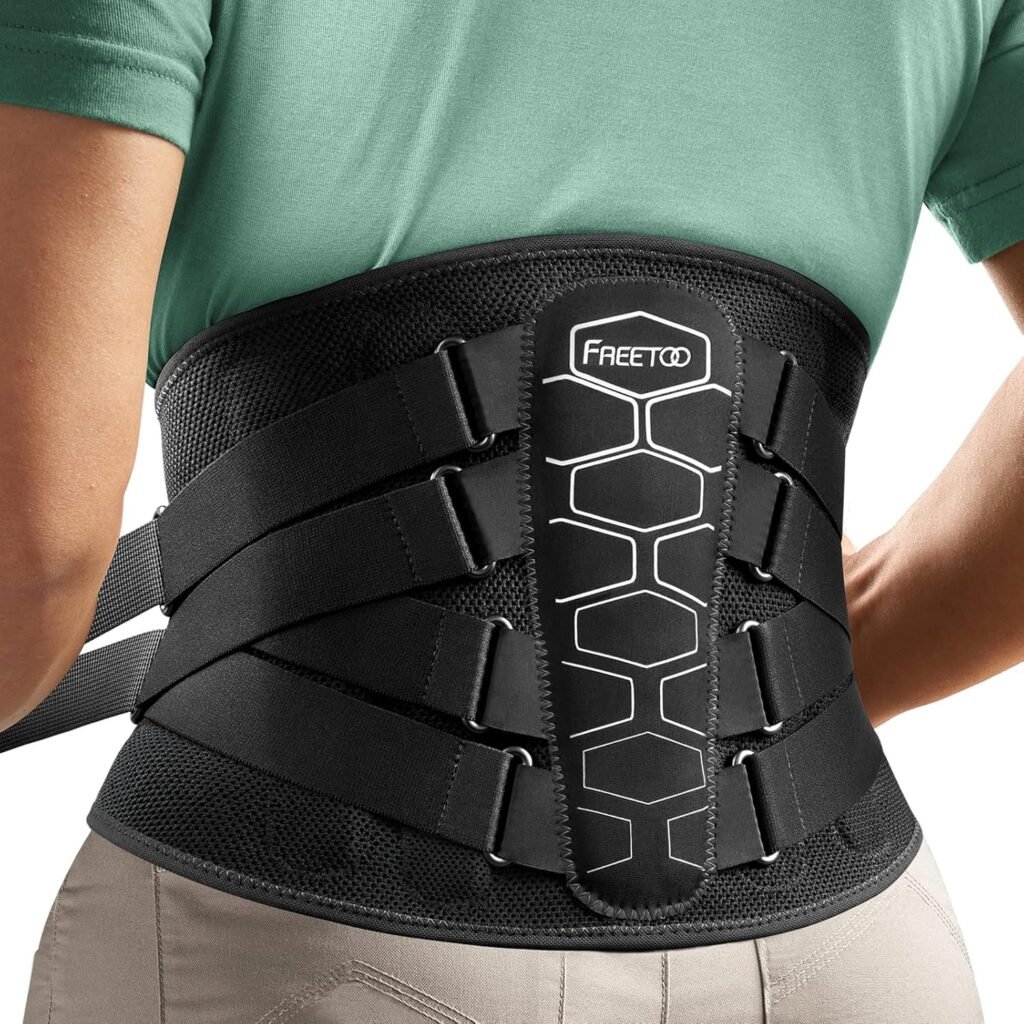 FREETOO Back Brace for Lower Back Pain Relief with Pulley System,Lumbar Support Belt for Men  Women with Lumbar Pad, Ergonomic Design and Soft Breathable 3D Knit Material,for Herniated Disc,Sciatica