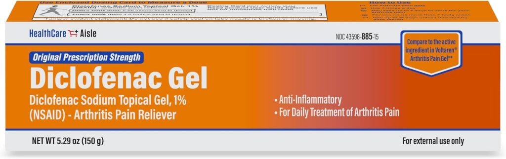 HealthCareAisle Diclofenac Gel, 1%, Arthritis Pain Relief - 150 g tube - Original Prescription Strength (NSAID)