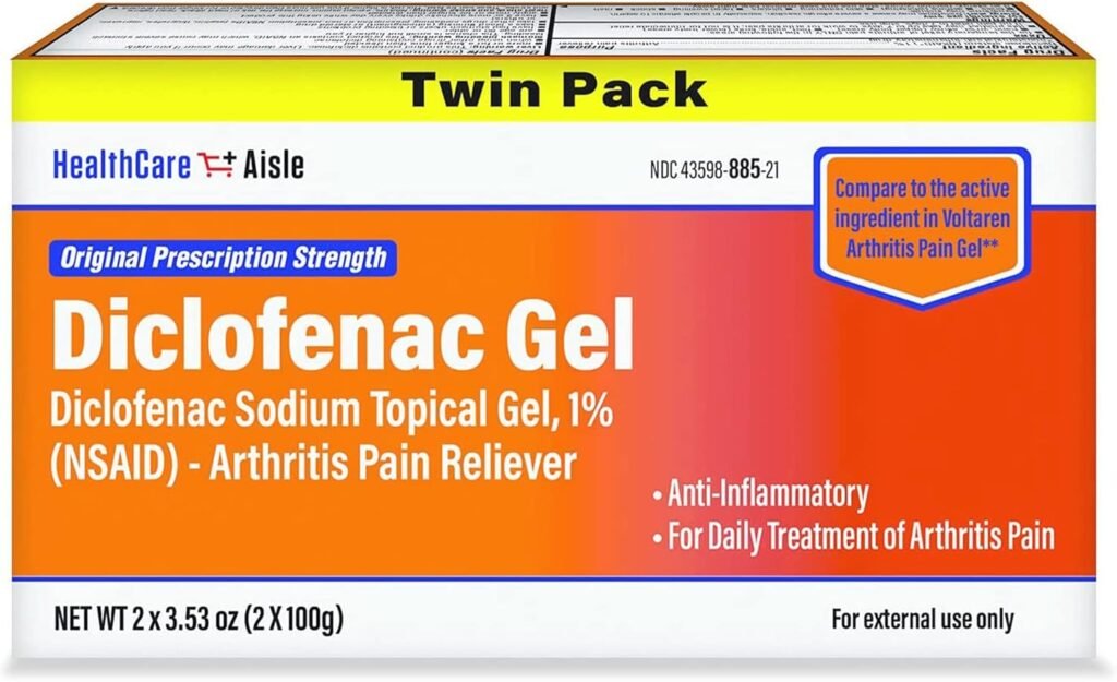 HealthCareAisle Diclofenac Gel Twin Pack Diclofenac Sodium Topical Gel (NSAID) Arthritis Pain Reliever 1% 200 grams (2 x 100g)