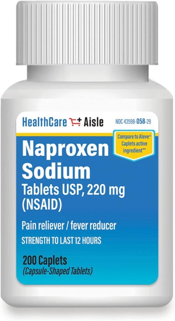 HealthCareAisle Naproxen Sodium, 220 mg – 200 caplets – Pain Reliever and Fever Reducer, Up to 12 Hours of Relief