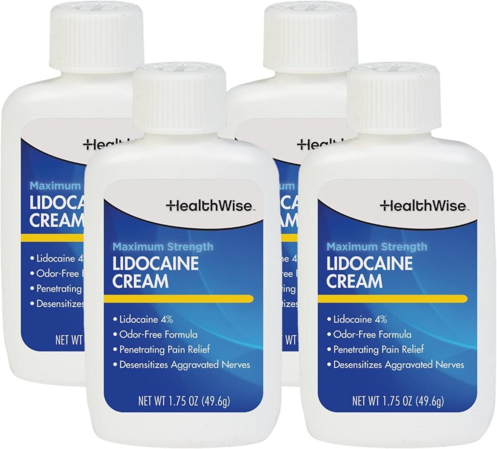 HealthWise Maximum Strength Lidocaine Cream | Numbs Away Pain | Long-Lasting Relief | Non-Greasy | 1.75 Oz