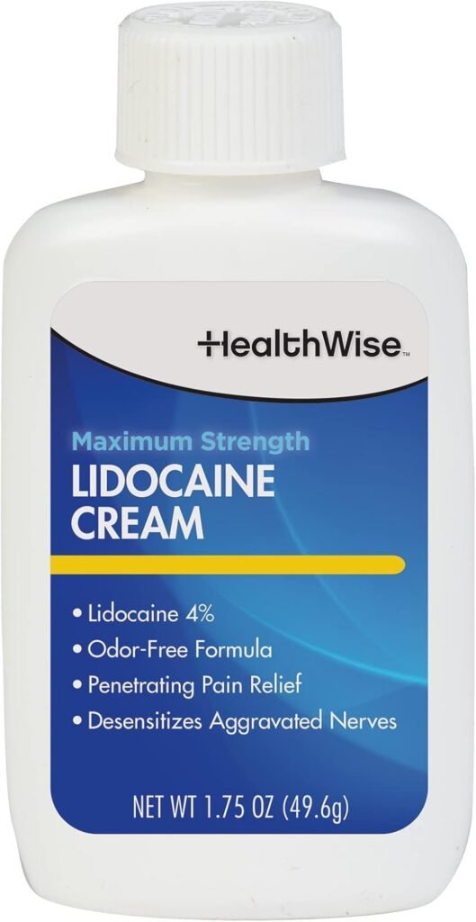 HealthWise Maximum Strength Lidocaine Cream | Numbs Away Pain | Long-Lasting Relief | Non-Greasy | 1.75 Oz