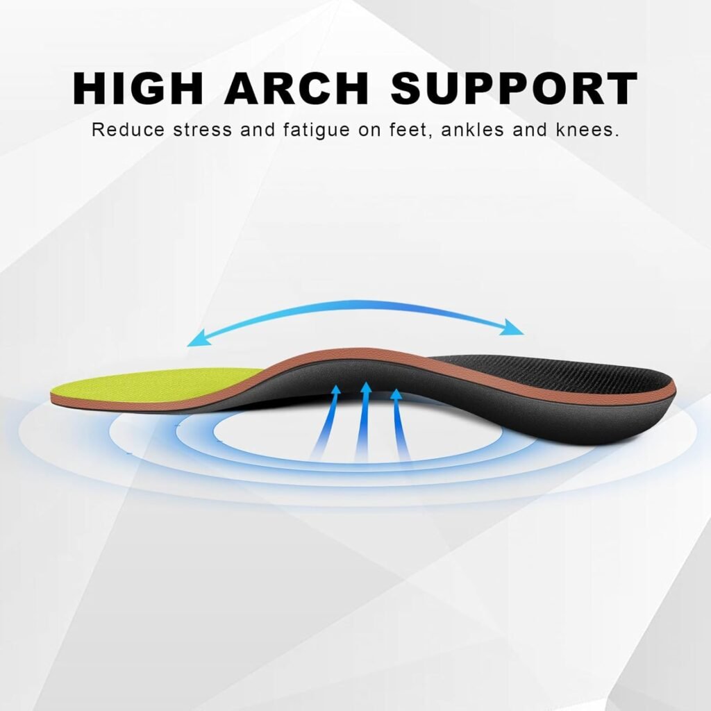 Inserts Relieve Plantar Fasciitis - Flat Feet Insoles Arch Supports, Orthotic Insoles for Foot Pain Arch Pain Reduce Muscle Fatigue Absorb Shock (Mens 6-6 1/2 | Womens 8-8 1/2)