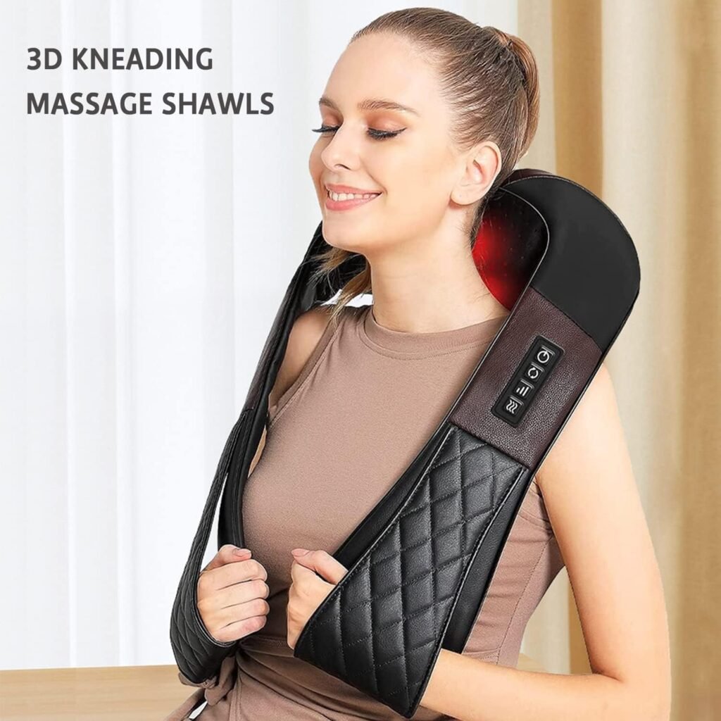 Massager for Back Neck with Heat 3D Kneading Shoulder Massager for Foot, Legs Deep Tissue Pain Relief Massage for Women and Men Suitable for Car, Home, Office