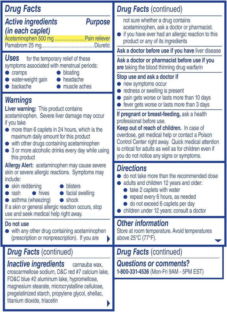 Midol Complete Caplets with Acetaminophen for Menstrual Symptom Relief - 50 Count (25 Pouches of 2), On The Go Period Cramp Relief and Menstrual Pain Relief