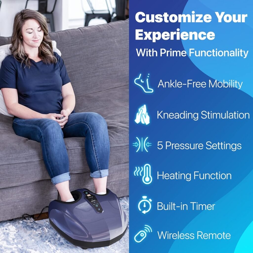 MIKO Foot Massager Machine - Deep Kneading, Shiatsu, Air Compression, and Heat Therapy - Plantar Fasciitis, Diabetics, Neuropathy, Fits Up to Men Size 12