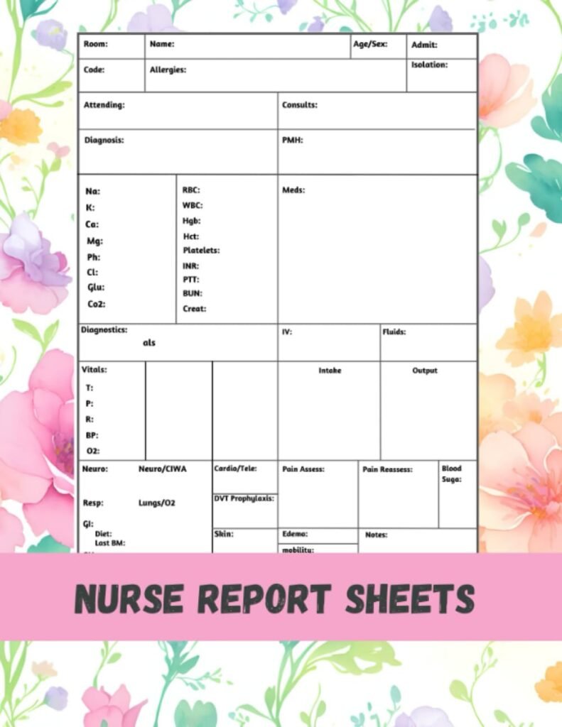 Nurse Report Sheet Notebook: Organizing Notes Shifts And Giving Receiving Report,Nurse Appreciation Gifts for Women      Paperback – August 8, 2023