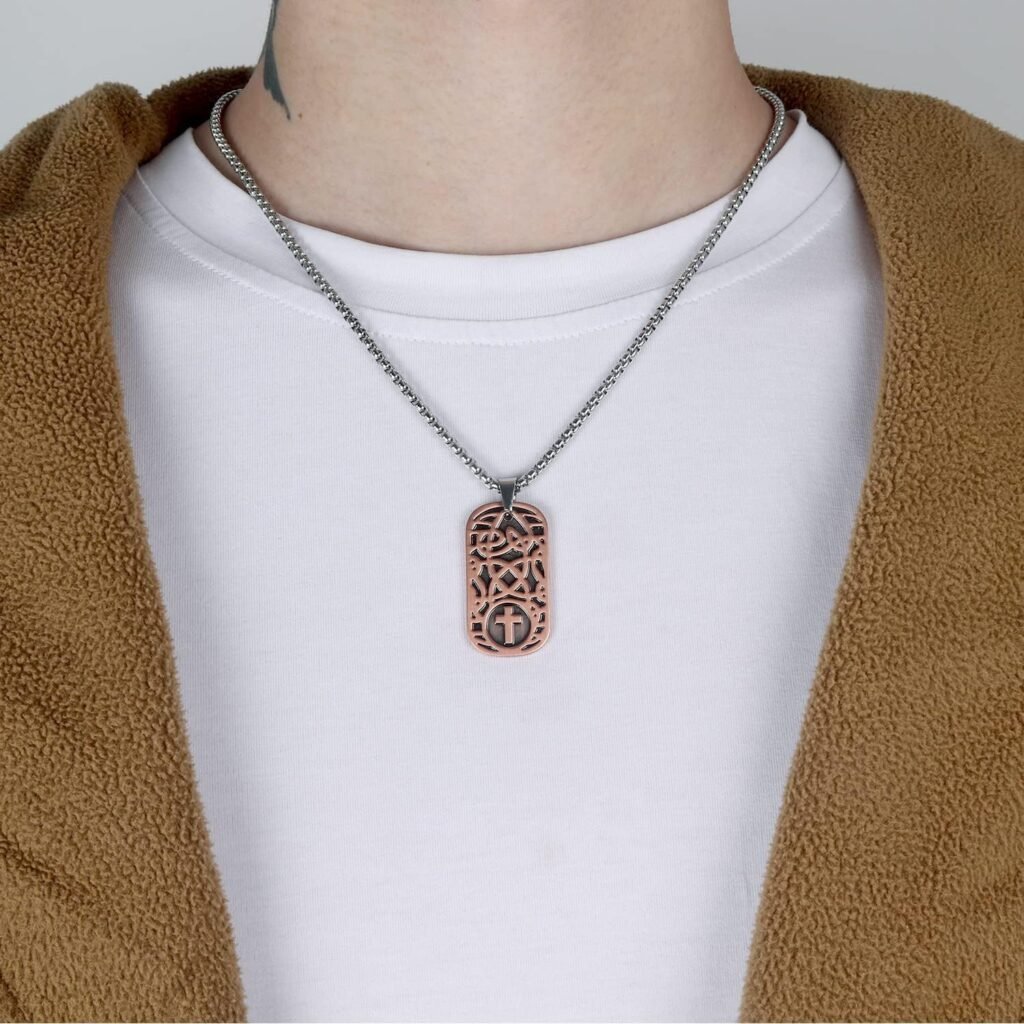 Pure Copper Cross Pendant Necklace for Men and Women Magnetic Necklace