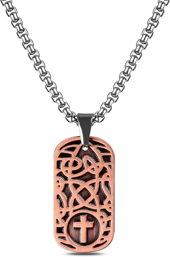 Pure Copper Cross Pendant Necklace for Men and Women Magnetic Necklace