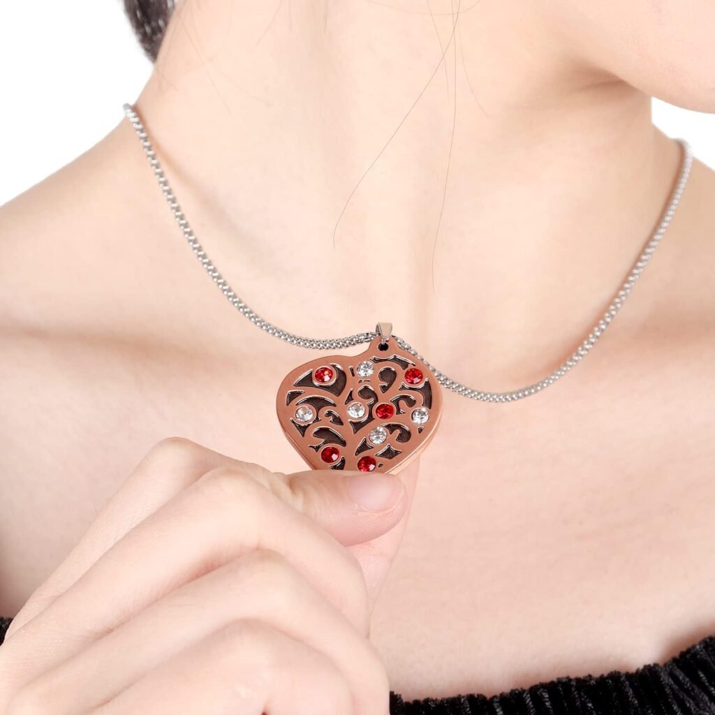 Pure Copper Pendant Necklace for Women Red Crystal Necklace