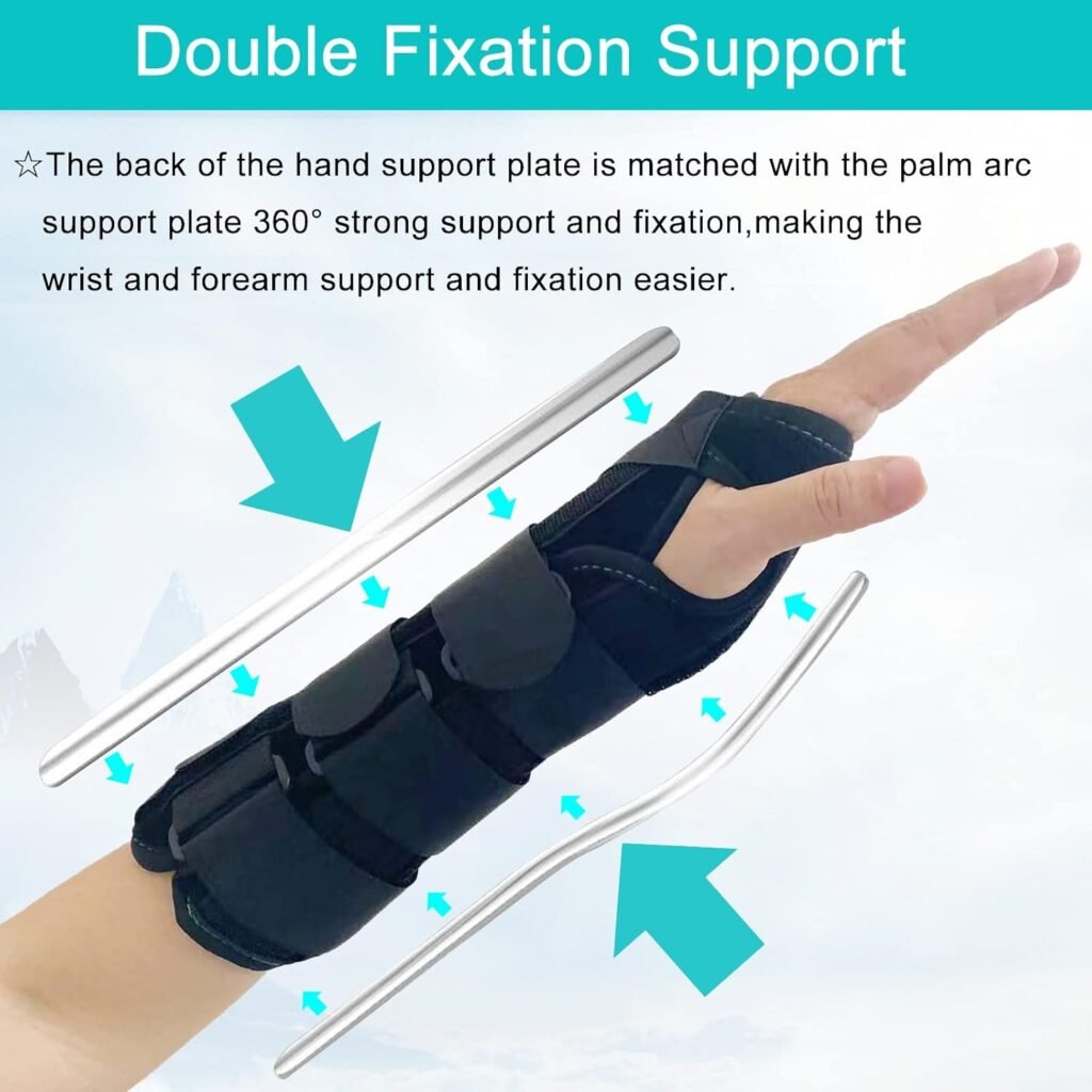 TANDCF Unisex Forearm and Wrist Support Splint Brace Double Fixation Wrist Brace for Carpal Tunnel,Adjustable Night Time Forearm Immobilizer Brace Splints,9.8 inch (25cm) length(LH/S)