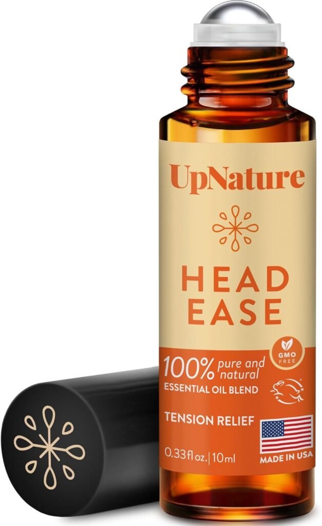 UpNature Head Ease Essential Oil Roll On Blend – Migraine Head Tension Comfort with Instant Cooling Effect – Nurse Accessories for Work